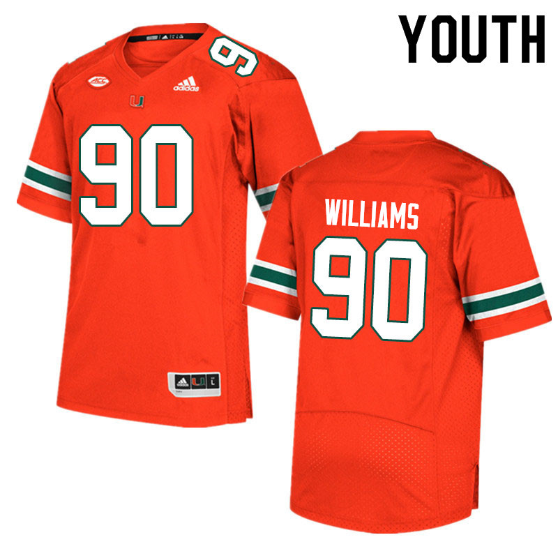 Youth #90 Quentin Williams Miami Hurricanes College Football Jerseys Sale-Orange